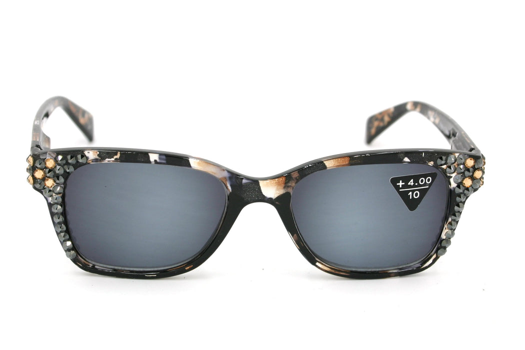 Oasis, (Bling) Sun Readers (No Bifocal) W (Hematite, L. Colorado) Genuine European Crystals  (Brown) Tortoiseshell NY Fifth Avenue