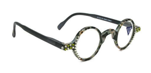 NY FIFTH AVENUE Picasso, (Bling) Women Reading Glasses W (Black Diamond, Olivine) Genuine European Crystals, Round (Black) Tortoiseshell. NY Fifth Avenue - Product image