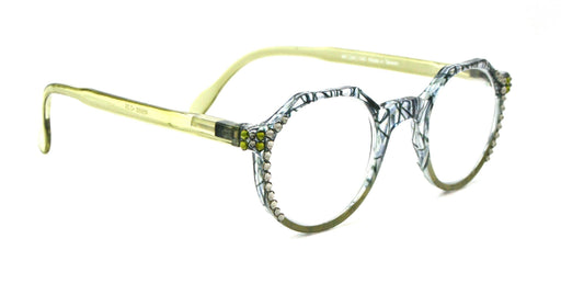 NY FIFTH AVENUE The Hexagon, (Bling) Women Reading Glasses W (Black Diamond, Olivine) Genuine European Crystals (Geometric) (Clear, Green ) NY Fifth Avenue - Product image