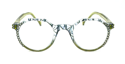 NY FIFTH AVENUE The Hexagon, (Bling) Women Reading Glasses W (Black Diamond, Olivine) Genuine European Crystals (Geometric) (Clear, Green ) NY Fifth Avenue - Product image