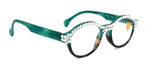 NY FIFTH AVENUE Citlalli, (Bling) Round Women Reading Glasses W (Full TOP) (Clear, AB Aurora Borealis) Genuine European Crystals NY Fifth Avenue - Product image