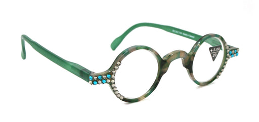 NY FIFTH AVENUE Picasso, (Bling) Women Reading Glasses W (Black Diamond, Blue Zircon) Genuine European Crystals, Round Circle Tortoiseshell NY Fifth Avenue - Product image