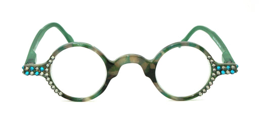 NY FIFTH AVENUE Picasso, (Bling) Women Reading Glasses W (Black Diamond, Blue Zircon) Genuine European Crystals, Round Circle Tortoiseshell NY Fifth Avenue - Product image