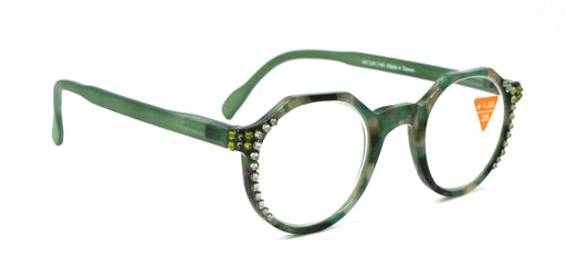 NY FIFTH AVENUE The Hexagon, (Bling) Women Reading Glasses W (Black Diamond, Olivine) Genuine European Crystals , (Green, Tortoise Shell) NY Fifth Avenue - Product image