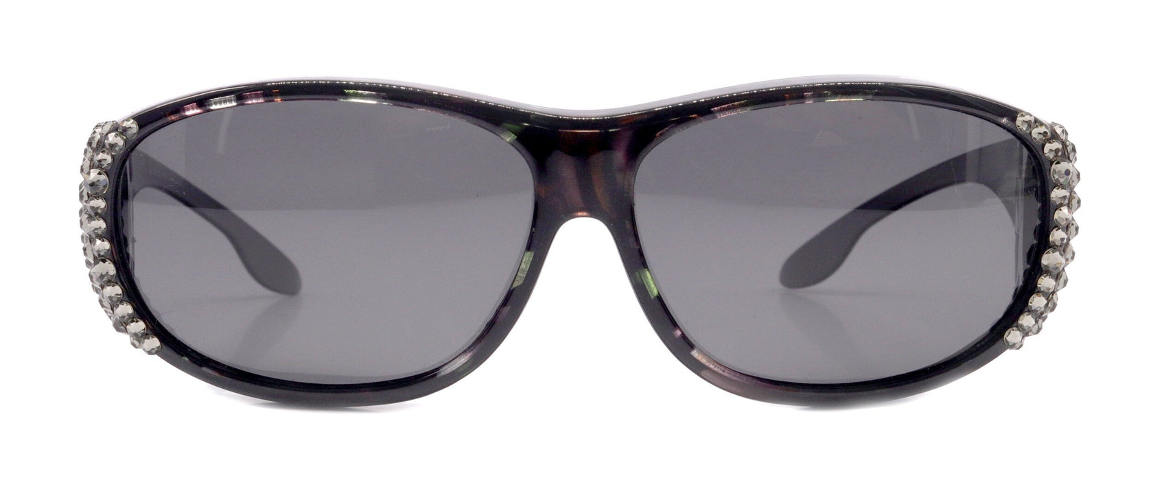 Explorer, (Bling) (Fit Over) Glasses W (Black Diamond) Genuine European Crystals, Polarized Sunglasses 1.1mm   (Smoke Grey) NY Fifth Avenue
