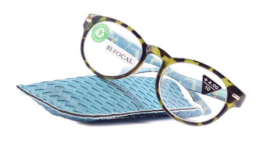 NY FIFTH AVENUE Brook, (Line Bifocal) (Premium) Reading Glasses, High-End Readers 1.25 to 3 Magnifying, Fashion Round (Tortoise Brown, Blue) NY Fifth Avenue - Product image