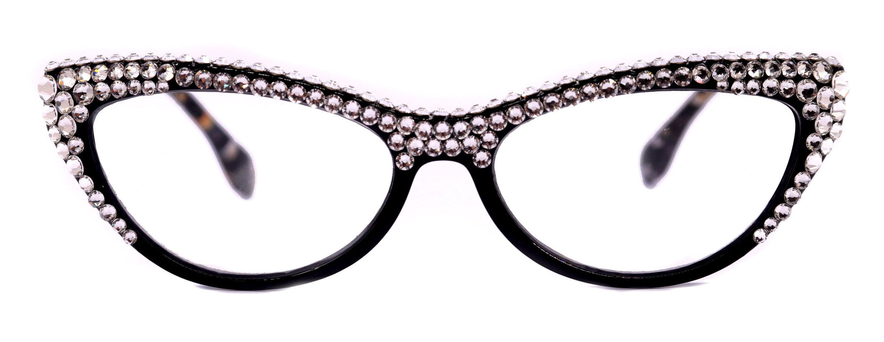The Lynx, (Bling) Reading Glasses 4 Women W 2x (Full Top) (Clear) Genuine European Crystals, Magnifying Cat Eye  NY Fifth Avenue
