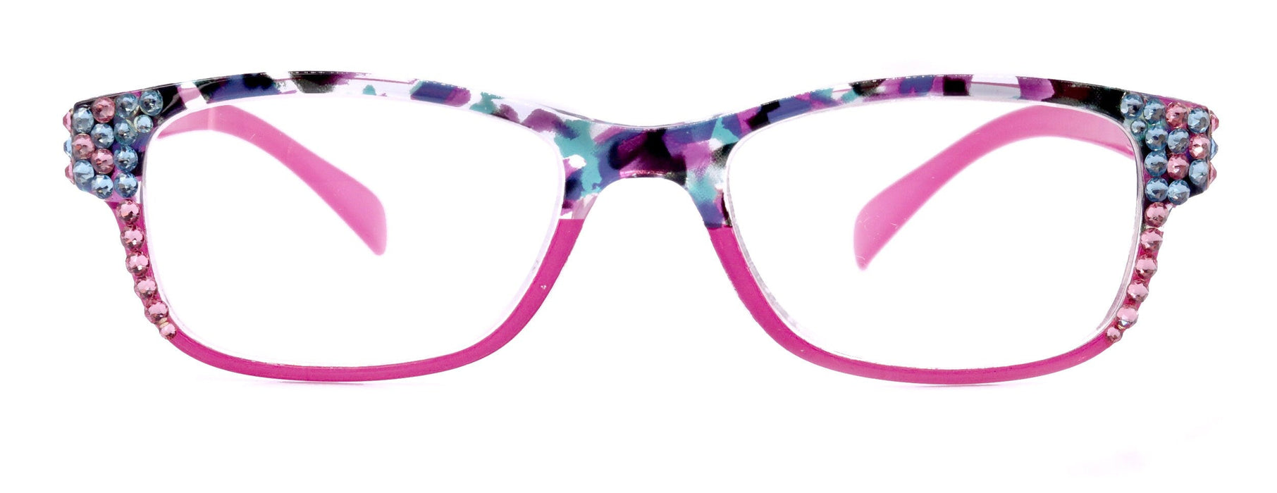 Olivia, (Bling) Women Reading Glasses Adorned W (Rose, Aquamarine) Genuine European Crystals. (Pink, Blue Tortoise Grey)  NY fifth avenue