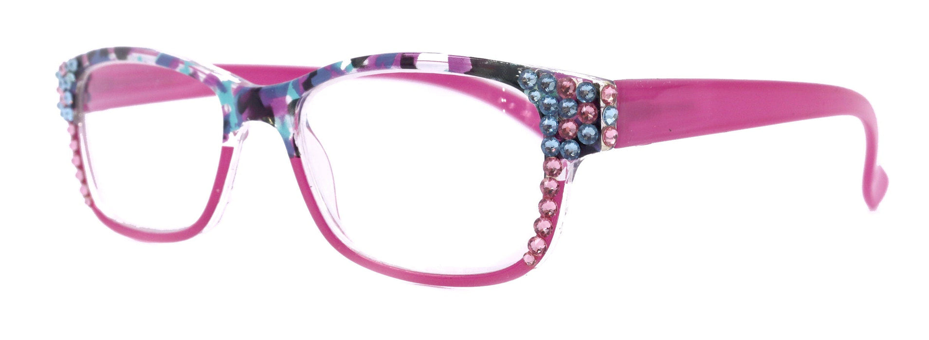 Olivia, (Bling) Women Reading Glasses Adorned W (Rose, Aquamarine) Genuine European Crystals. (Pink, Blue Tortoise Grey)  NY fifth avenue