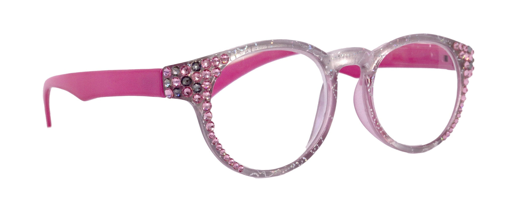 Grace, (Bling) Reading Glasses for Women W (Light Rose, Black Diamond)  Genuine European Crystals (Metallic Silver, Pink). NY Fifth Avenue