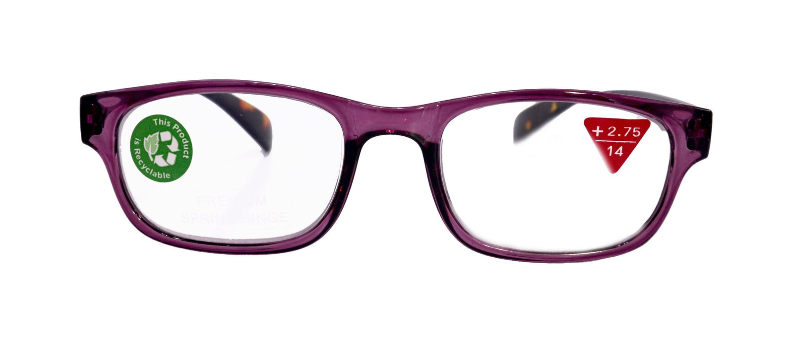 Jade, Premium Reading Glasses High End Reading Glass +1.25 to +6.00 magnifying glasses, Square. Purple optical Frames