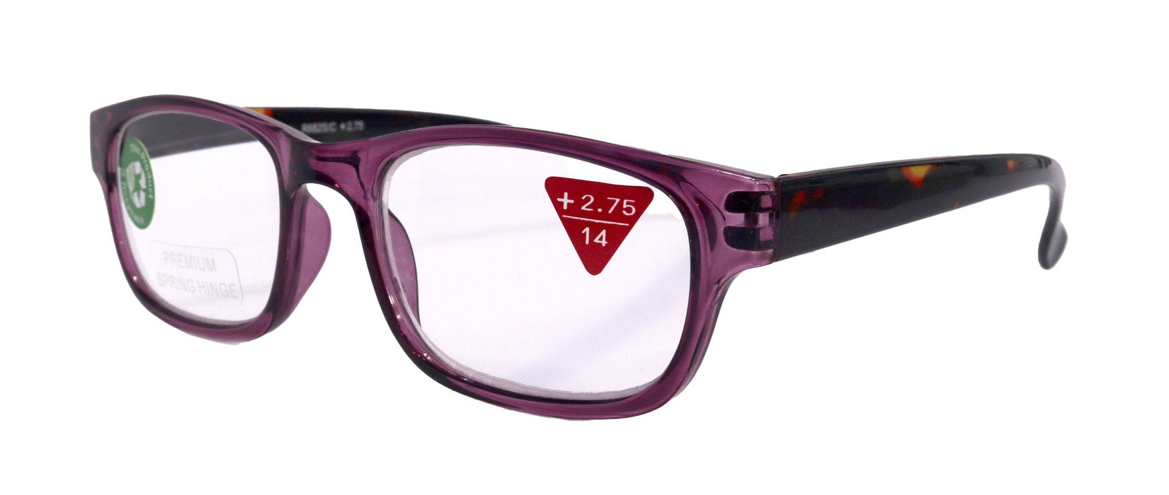 Jade, Premium Reading Glasses High End Reading Glass +1.25 to +6.00 magnifying glasses, Square. Purple optical Frames