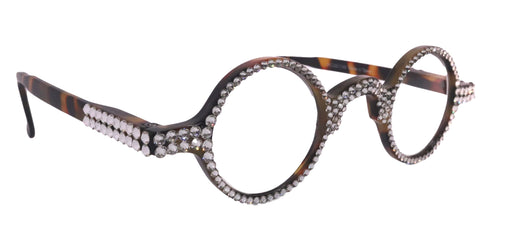 NY FIFTH AVENUE Picasso, (Bling) Reading Glasses 4 Women W Clear Crystal Genuine European Crystals (Brown) Round. NY Fifth Avenue - Product image