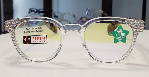 NY FIFTH AVENUE Fuji, (Blue Light Glasses) (60% Anti Blue Light Ray Protection) Women, Anti Eyestrain, Light Amber Lens, 4 All Screen Types, Clear Frame - Product image
