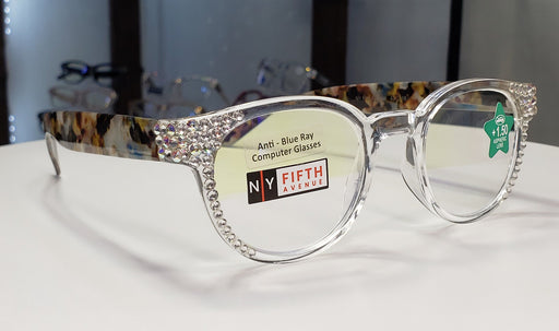 NY FIFTH AVENUE Fuji, (Blue Light Glasses) (60% Anti Blue Light Ray Protection) Women, Anti Eyestrain, Light Amber Lens, 4 All Screen Types, Clear Frame - Product image