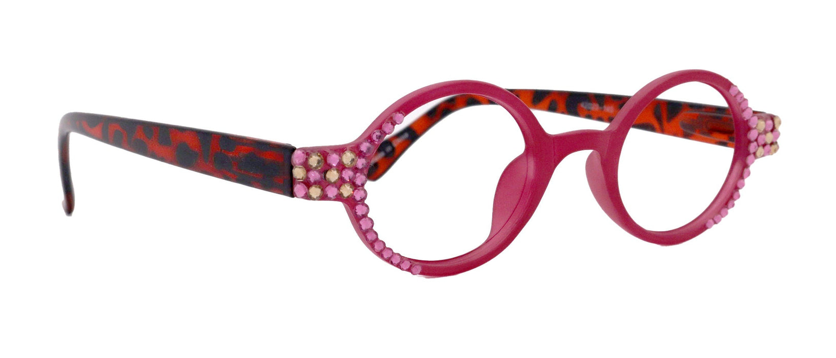 Bling Women Reading Glasses Rose W light Colorado Genuine European Crystals, Round  (rose) Tortoiseshell. NY Fifth Avenue