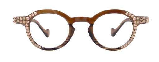 NY FIFTH AVENUE Orlando Bling Reading Glasses, W Rose Gold N Light Colorado European crystals, Magnifying Eyeglasses, (Brown) (Round) NY Fifth Avenue - Product image