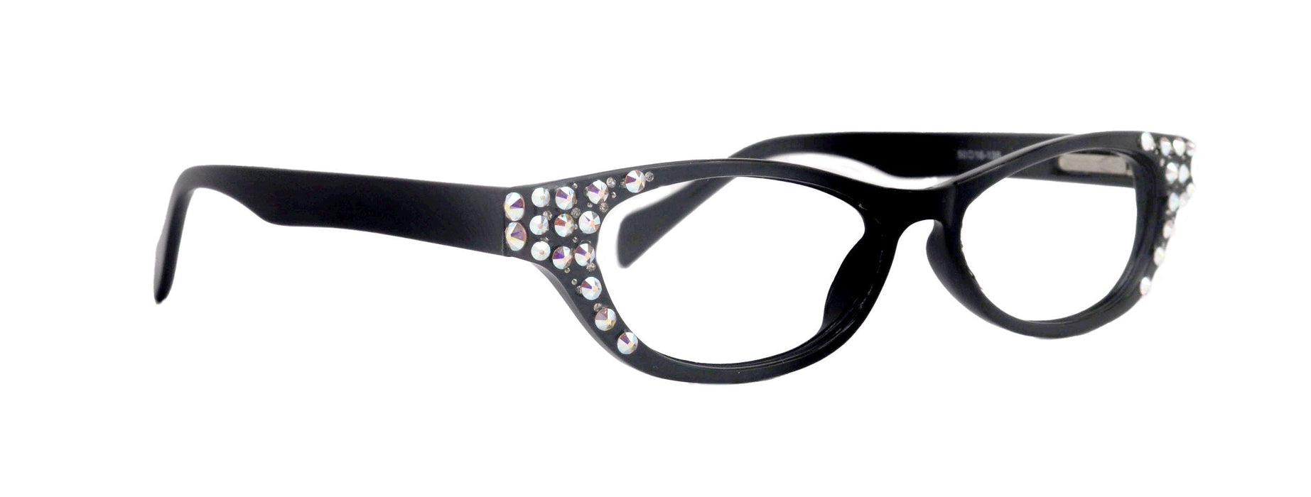 Sophia, Bling Cat Eyes, Women Reading Glasses W (A B) Genuine European Crystals ( Black)  NY Fifth Avenue.