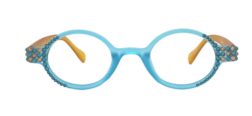 NY FIFTH AVENUE Bling Women Reading Glasses W Blue Zircon N light Colorado Genuine European Crystals, Round (Brown) Tortoiseshell. NY Fifth Avenue - Product image