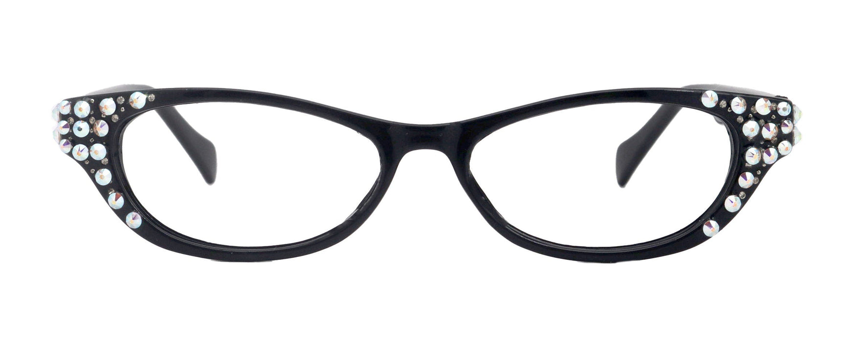 Sophia, Bling Cat Eyes, Women Reading Glasses W (A B) Genuine European Crystals ( Black)  NY Fifth Avenue.