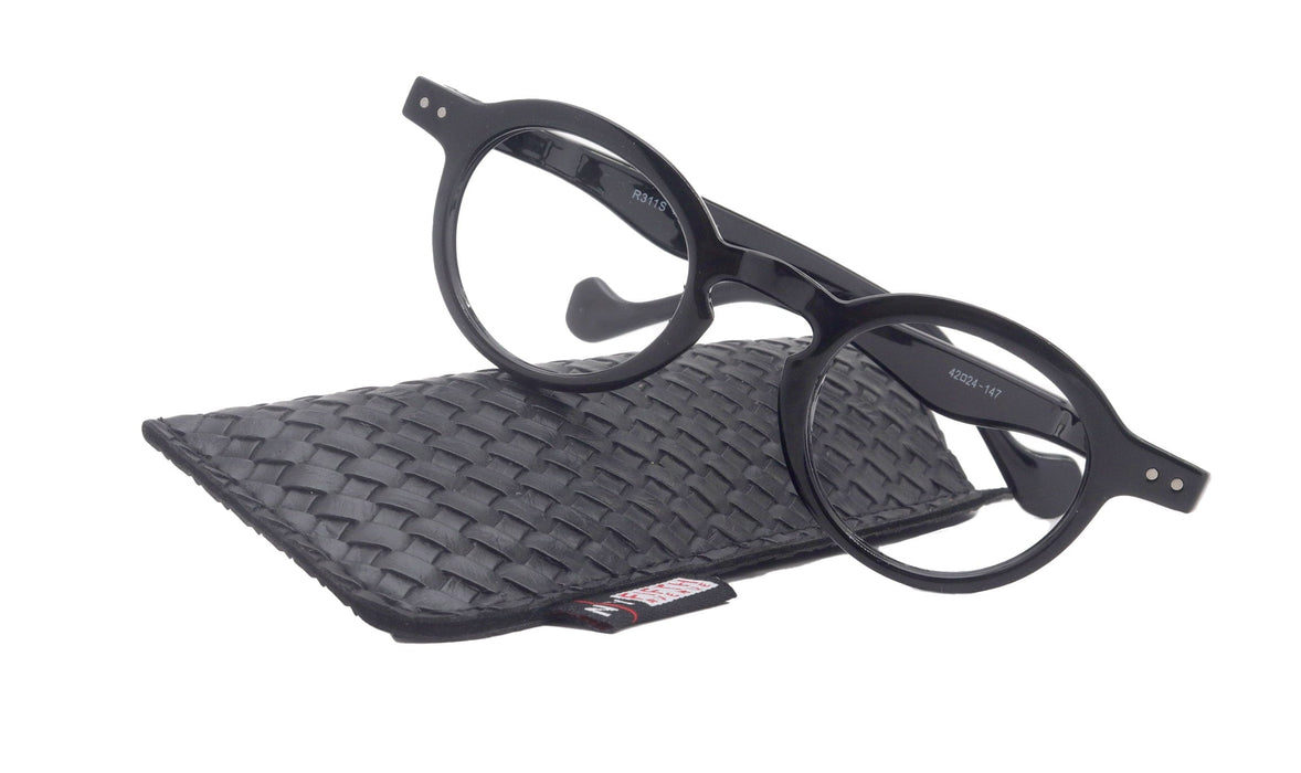 Luca, (Premium) Reading Glasses, High-End Readers (Black)  (Round) Magnifying Eyeglasses, Optical, NY Fifth Avenue