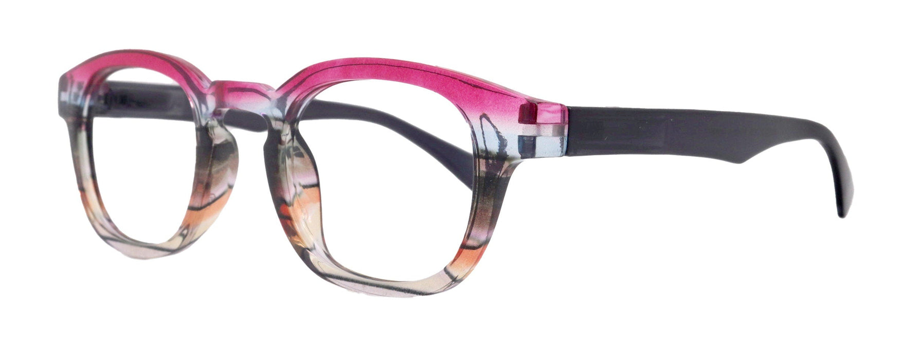 Sorbet Premium Reading Glasses High End Readers +1.25 .. +4.00 (Rose, Brown Transparent) Round Optical Frames. NY Fifth Avenue.