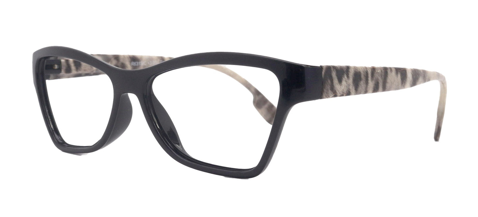 Avian,  (Premium) Reading Glasses, High End Reader +1.25 to +3 Magnifying Eyeglass, Cat Eye (Black N Brown) Feather Pattern. NY Fifth Avenue