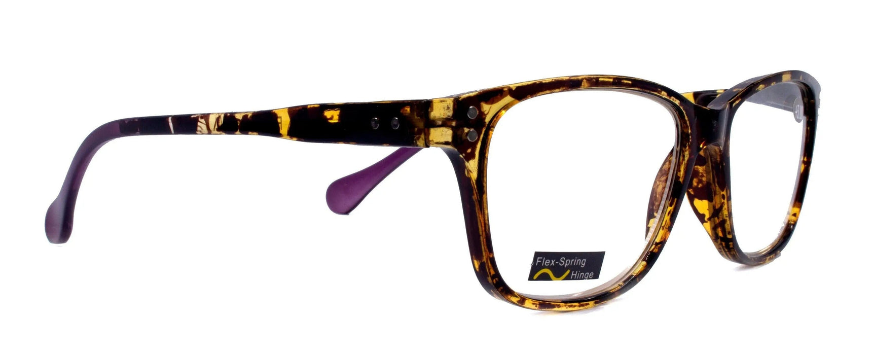 Milan, (Premium) Reading Glasses HighEnd Reader +1.25..+3 Magnifying Optical Square Square Style Tortoise Brown n (Purple) NY Fifth Avenue