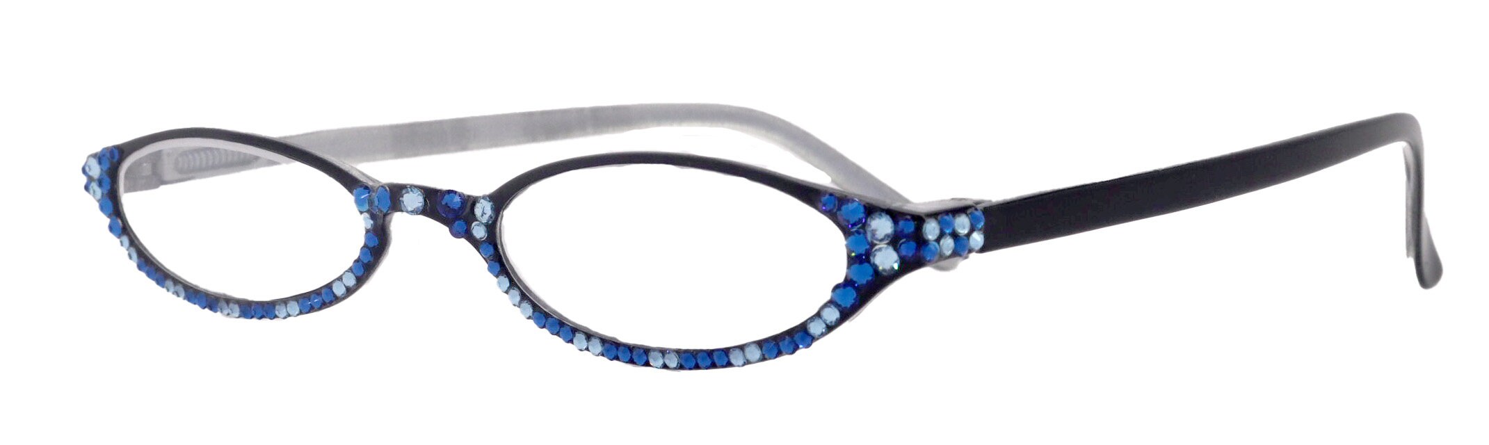 The Marvelous, (Bling) Women Reading Glasses W (Full Bottom) (Blue Multi) Genuine European Crystals  +1.50..+2.75 (Black)   NY Fifth Avenue