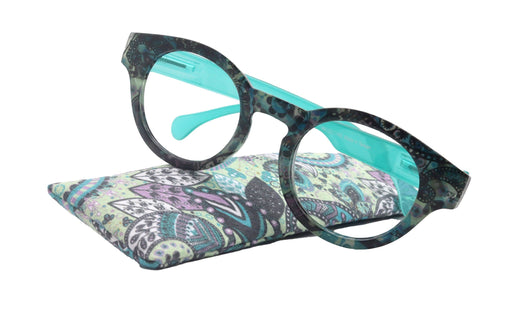 NY FIFTH AVENUE Xochitl, Premium Reading Glasses High-End Readers +1.25 .. +3.00 +4.00 (Turquoise) Round Optical Frames. NY Fifth Avenue. - Product image
