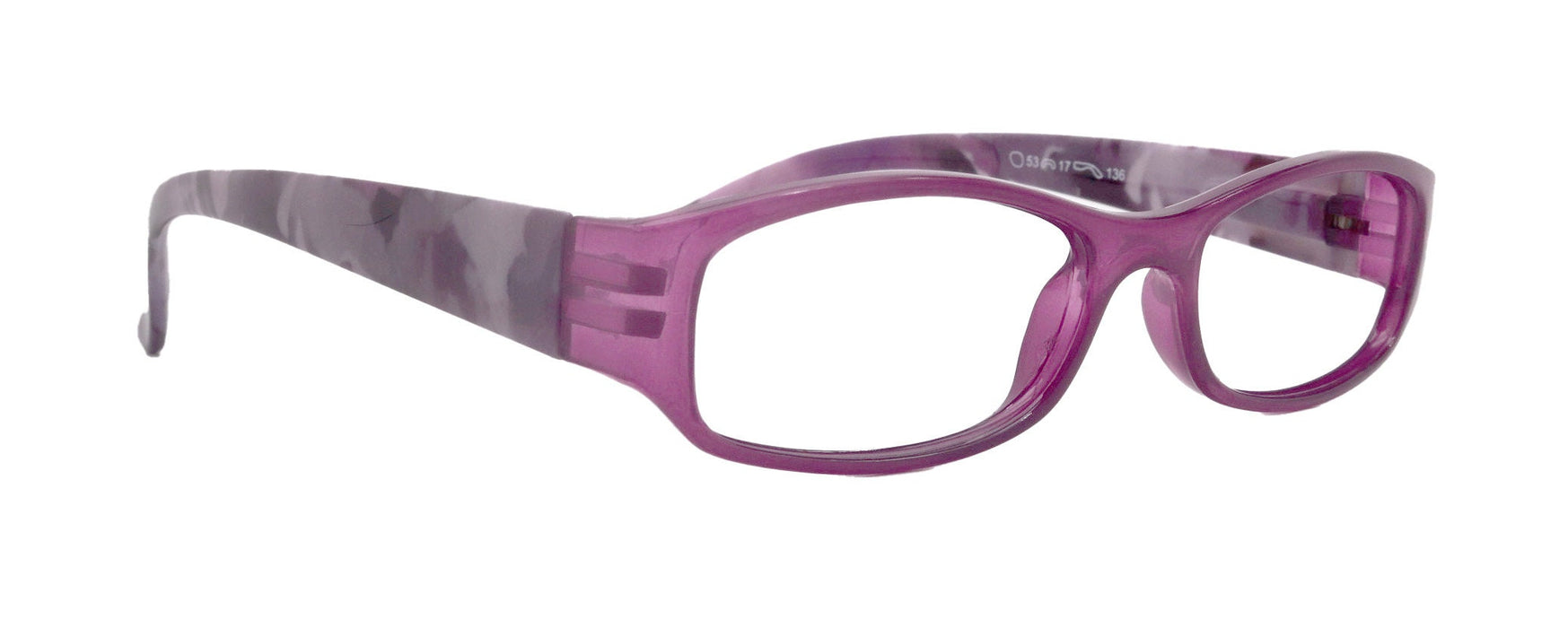 Rosie Premium Reading Glasses, Fashion Reader (Flower Purple) Print, Oval Shape +4  High Magnification, NY Fifth Avenue (Wide Frame)