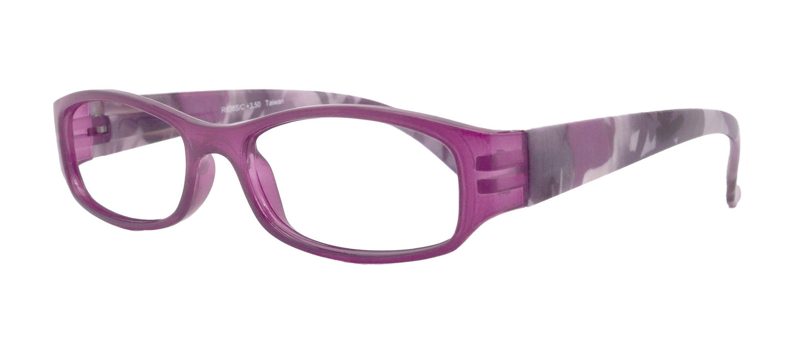 Rosie Premium Reading Glasses, Fashion Reader (Flower Purple) Print, Oval Shape +4  High Magnification, NY Fifth Avenue (Wide Frame)
