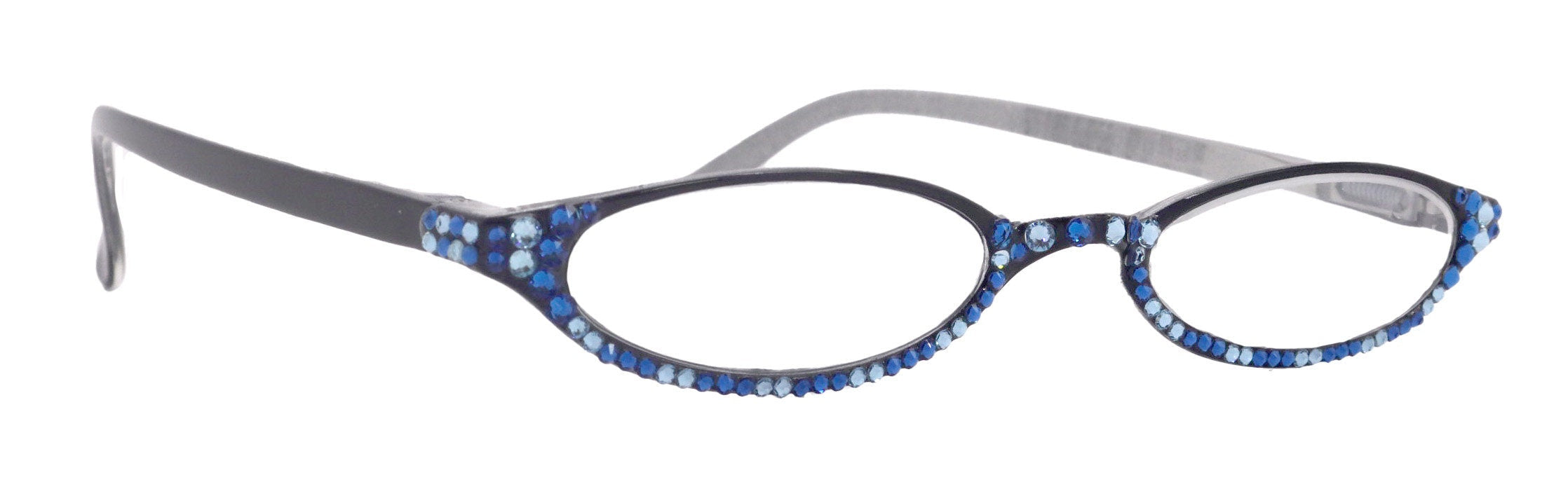The Marvelous, (Bling) Women Reading Glasses W (Full Bottom) (Blue Multi) Genuine European Crystals  +1.50..+2.75 (Black)   NY Fifth Avenue
