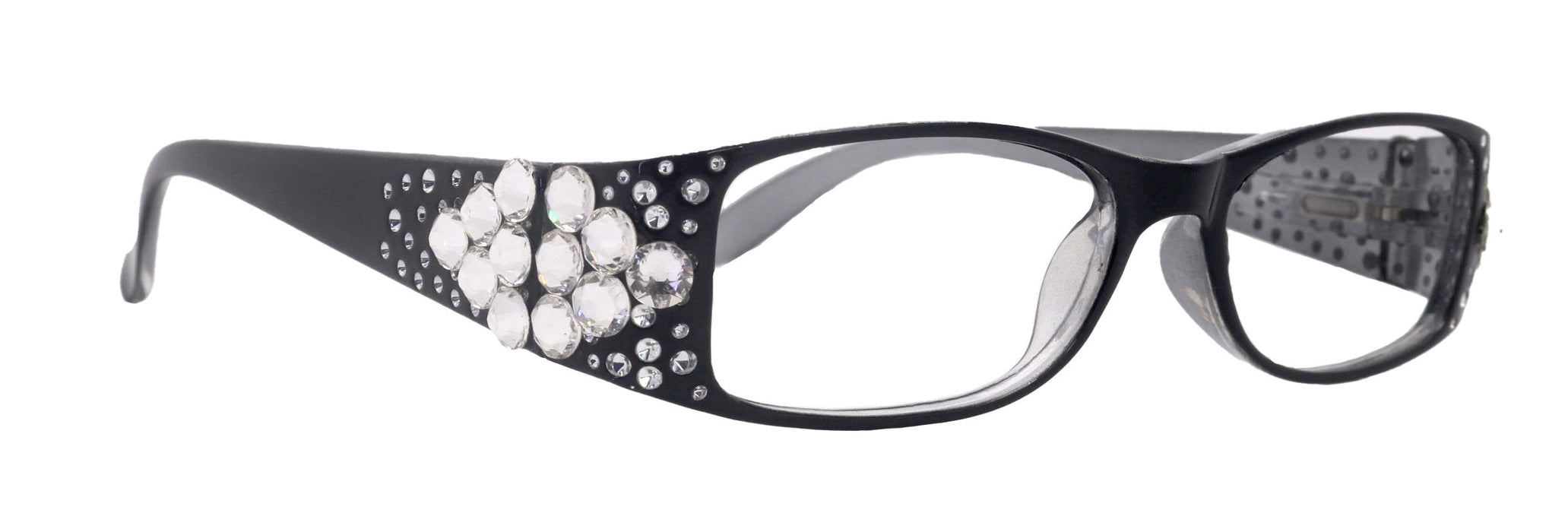 Merkel, (Bling) Diamond Crystal Bling Women Reading Glasses, Adorned w (Clear) Genuine European Crystals (Rectangular) NY Fifth Avenue.