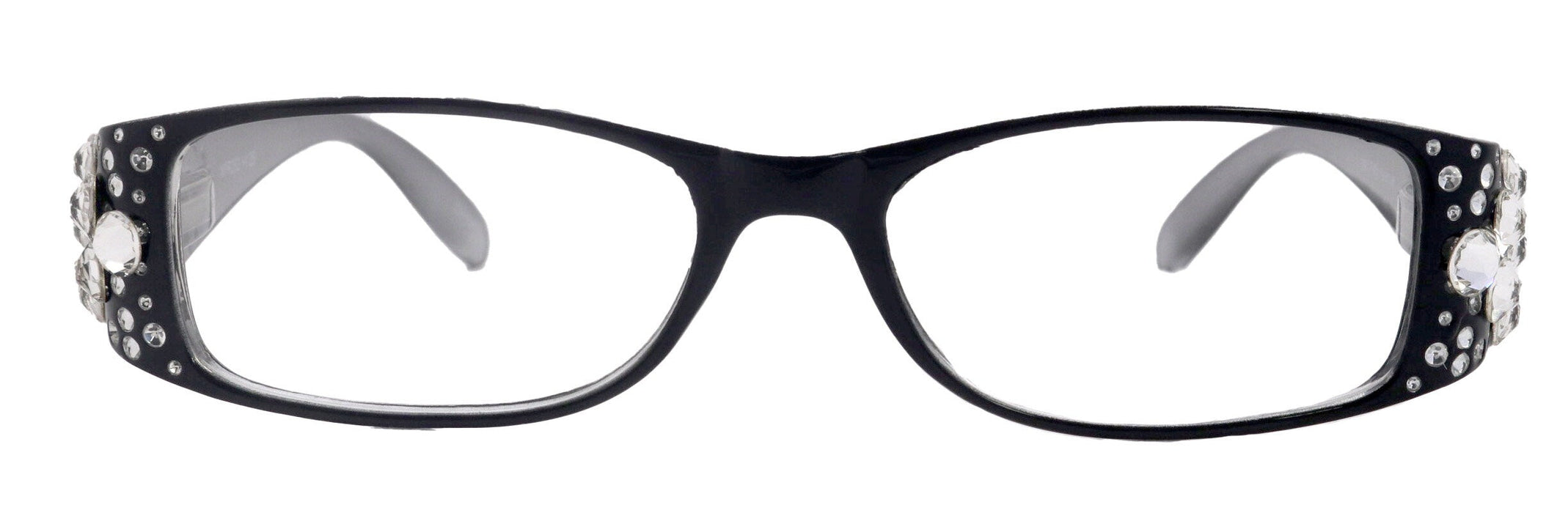 Merkel, (Bling) Diamond Crystal Bling Women Reading Glasses, Adorned w (Clear) Genuine European Crystals (Rectangular) NY Fifth Avenue.