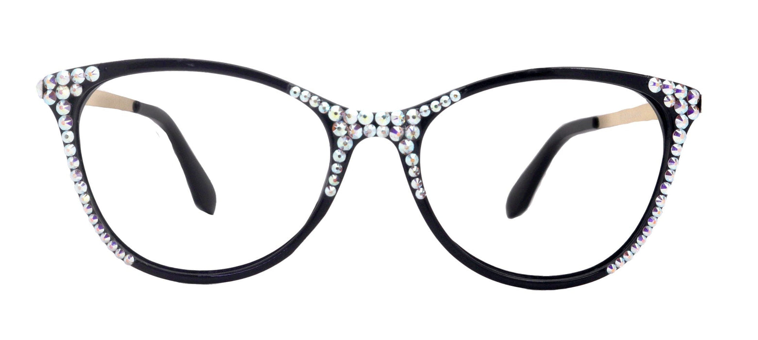 Cattitude Bling Reading Glasses 4 Women W AB Genuine European Crystals, Magnifying Cat Eye  NY Fifth Avenue
