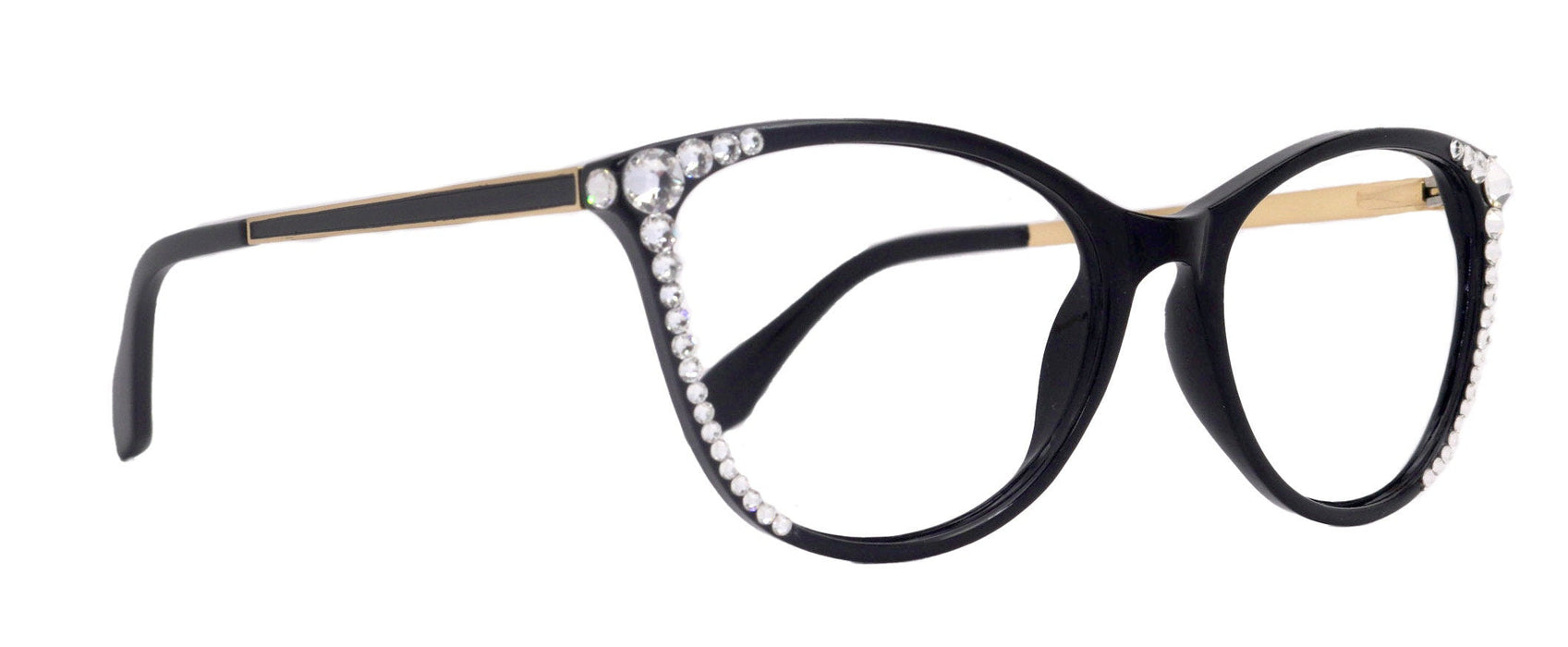 Cattitude Bling Reading Glasses 4 Women W Clear  Genuine European Crystals, Magnifying Cat Eye  NY Fifth Avenue