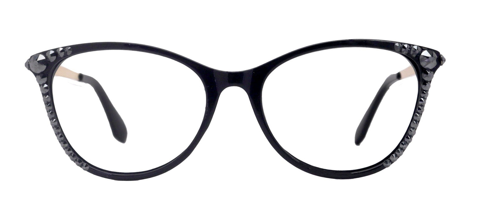 Cattitude Bling Reading Glasses 4 Women W Hematite Genuine European Crystals, Magnifying Cat Eye  NY Fifth Avenue