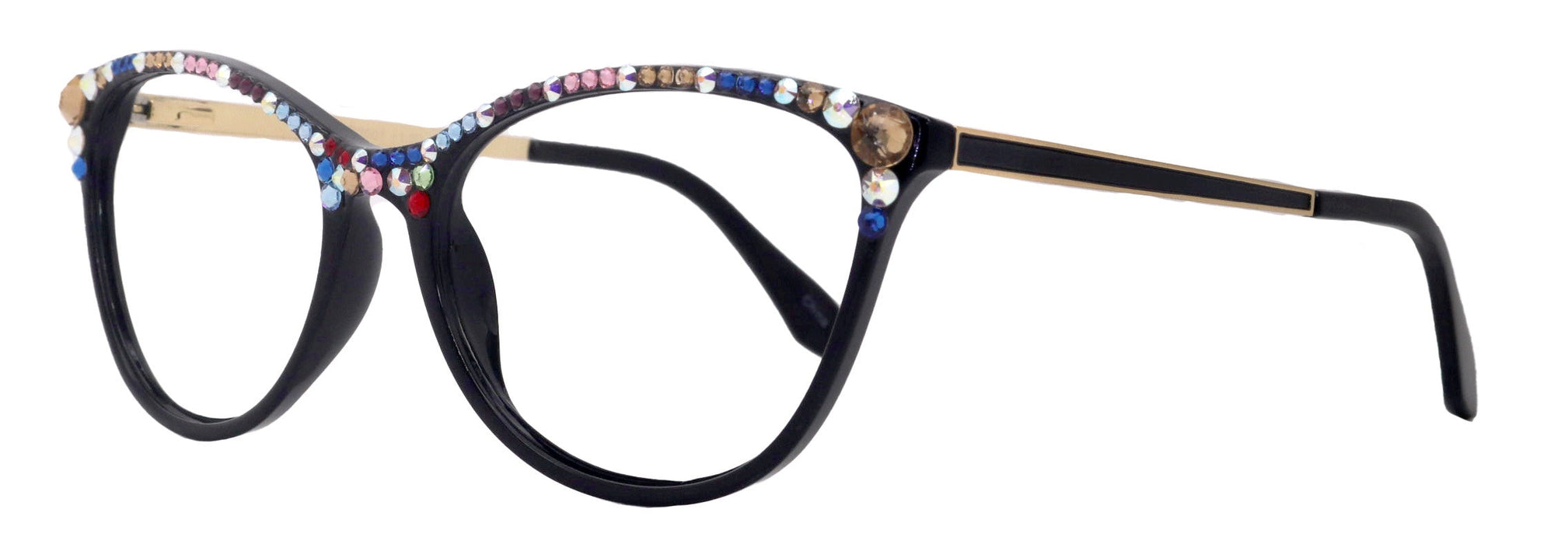 Cattitude Bling Reading Glasses 4 Women W Multi Color Genuine European Crystals, Magnifying Cat Eye  NY Fifth Avenue