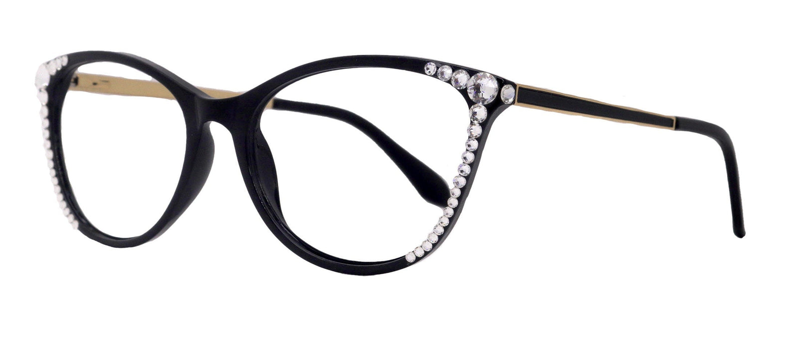 Cattitude Bling Reading Glasses 4 Women W Clear  Genuine European Crystals, Magnifying Cat Eye  NY Fifth Avenue