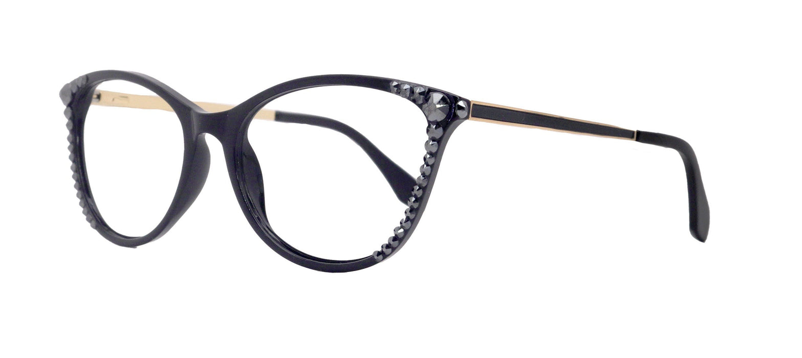 Cattitude Bling Reading Glasses 4 Women W Hematite Genuine European Crystals, Magnifying Cat Eye  NY Fifth Avenue