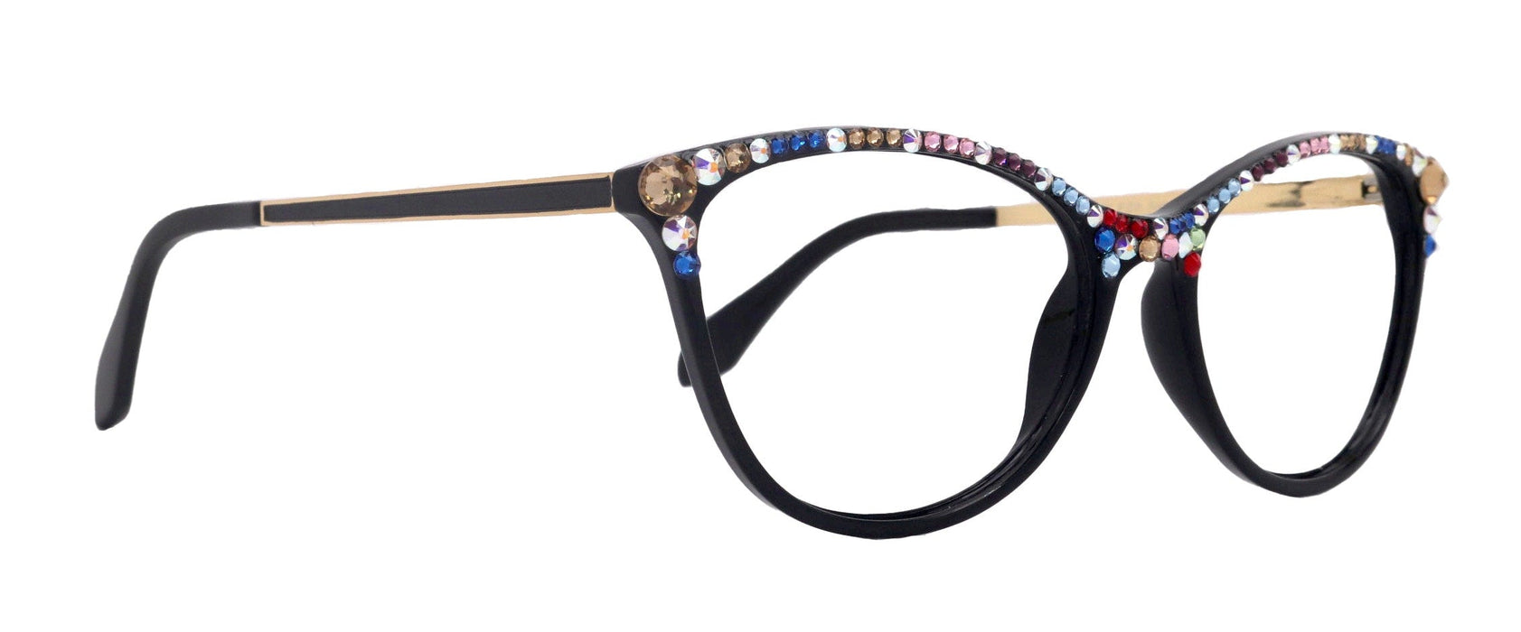 Cattitude Bling Reading Glasses 4 Women W Multi Color Genuine European Crystals, Magnifying Cat Eye  NY Fifth Avenue