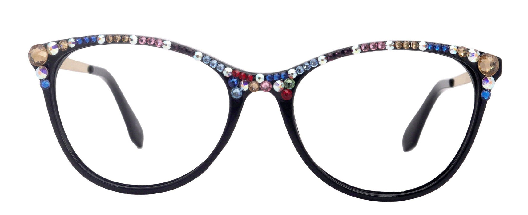 Cattitude Bling Reading Glasses 4 Women W Multi Color Genuine European Crystals, Magnifying Cat Eye  NY Fifth Avenue