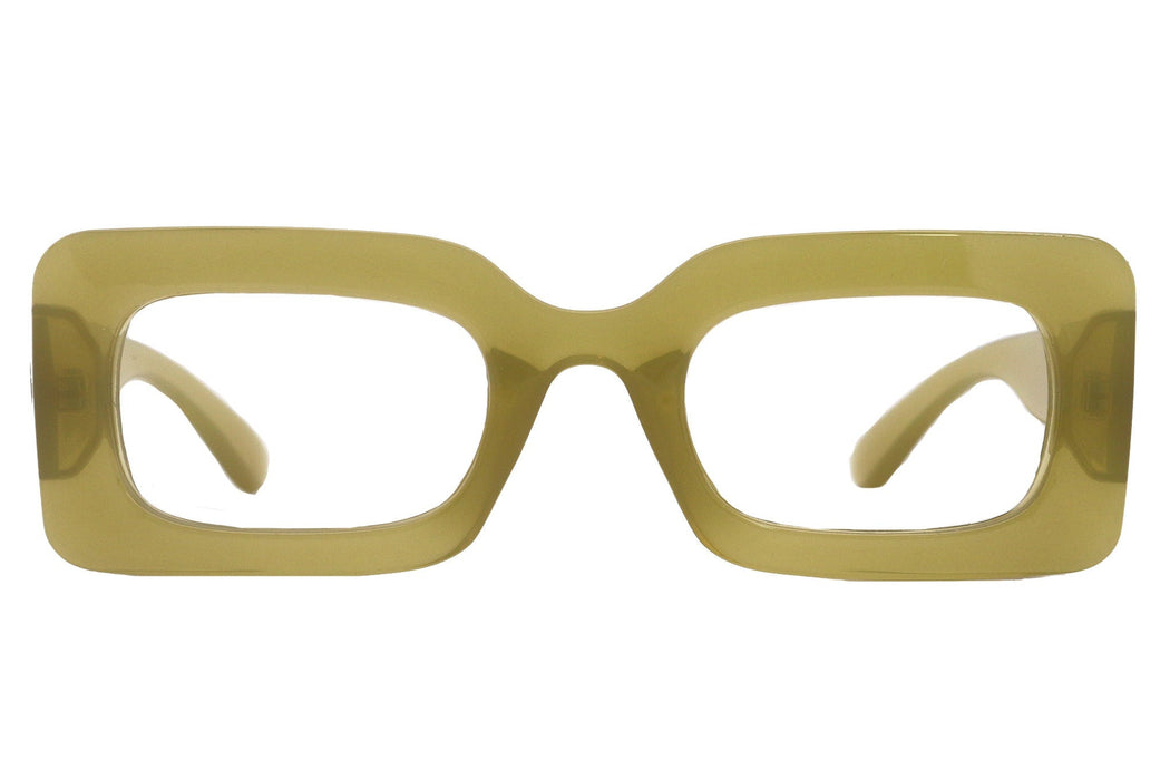 Sophie Premium Reading Glasses, High End Readers +1.25..+3 Magnifying Glasses Olive transparent Rectangular   NY Fifth Avenue