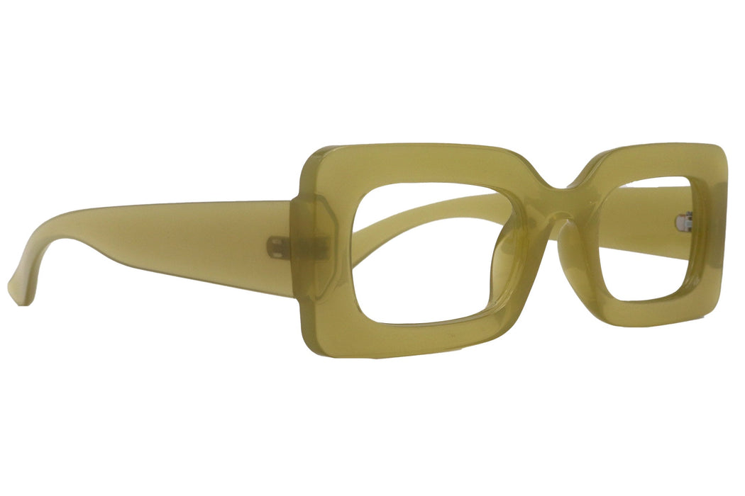 Sophie Premium Reading Glasses, High End Readers +1.25..+3 Magnifying Glasses Olive transparent Rectangular   NY Fifth Avenue