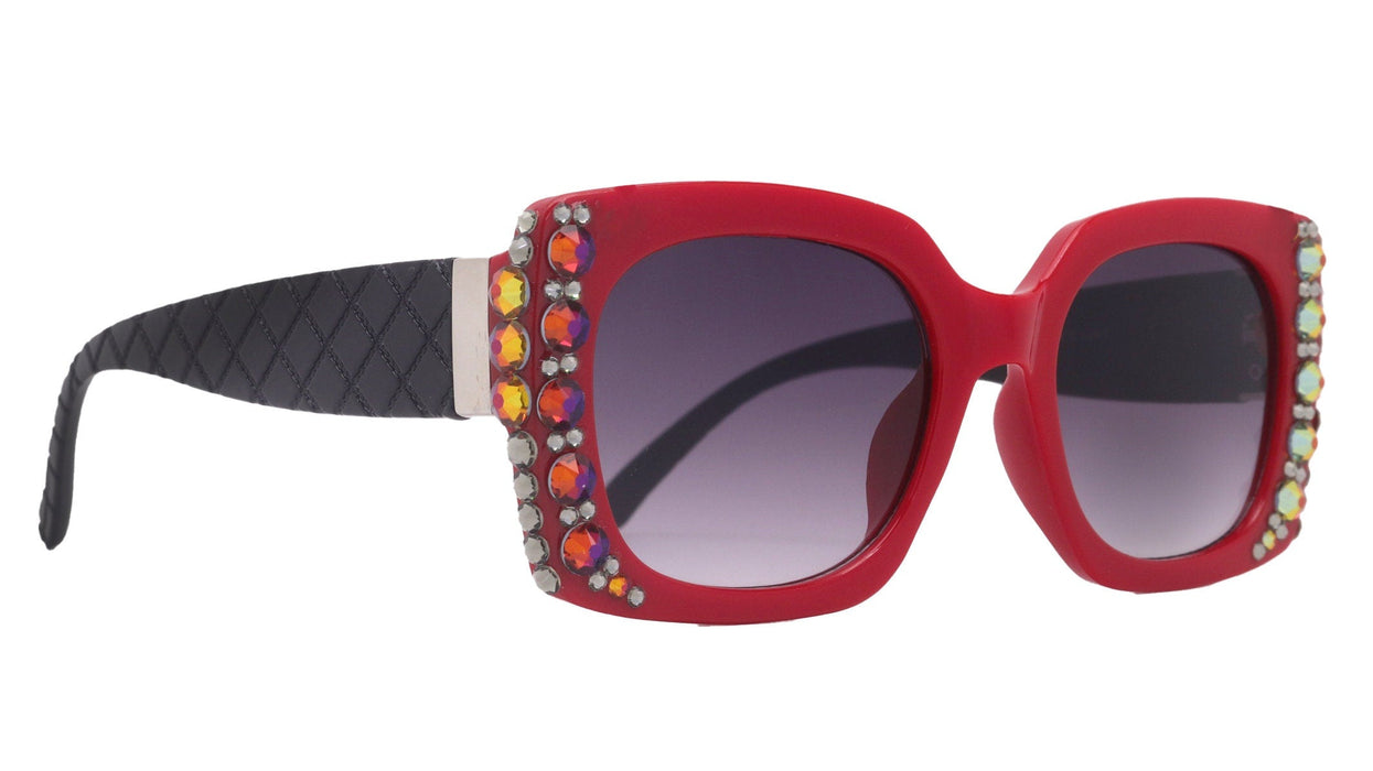 Tokio Line Bifocal OR Sun Readers Bling Reading Glasses, Red With Volcano European Crystals, Large Frame, Trendy Style,  NY Fifth Avenue