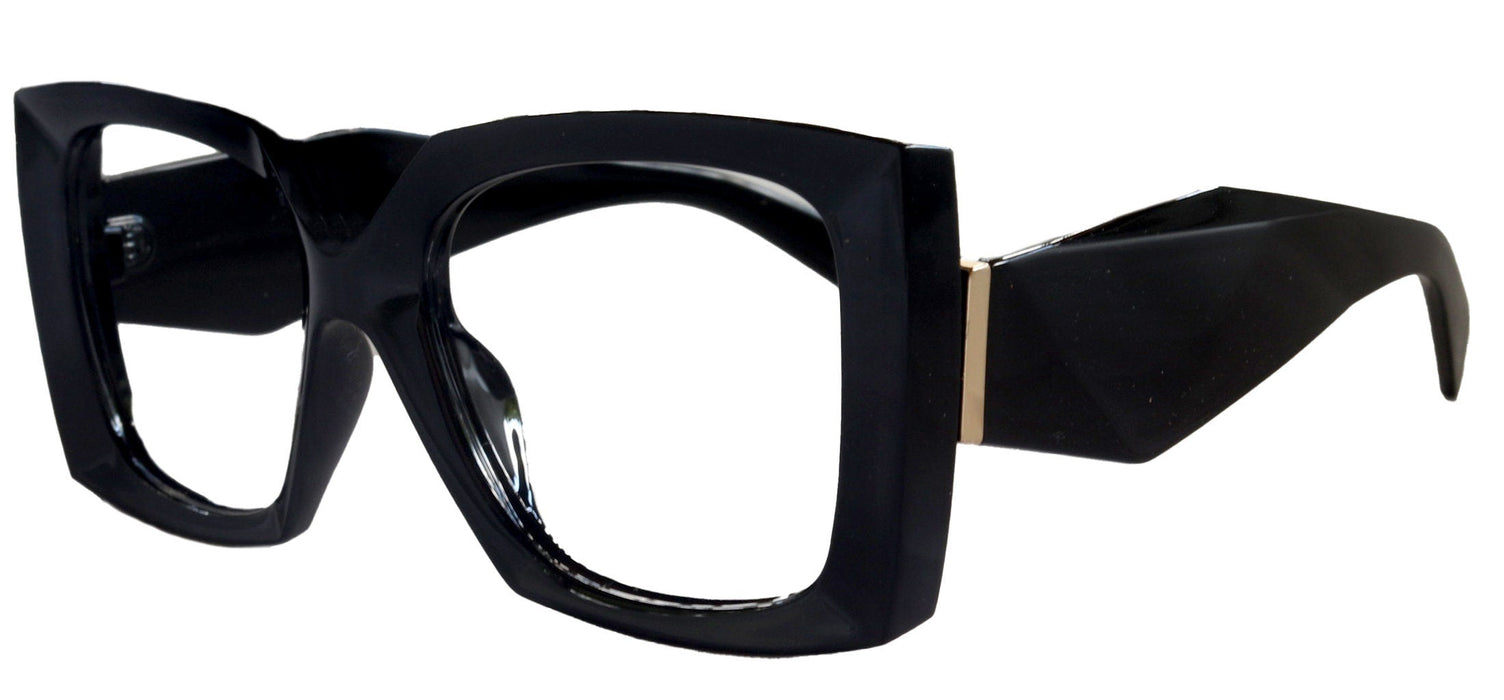 Penelope Black  Large Oversized Reading Glasses, Women Readers, High End Reading Magnifying eyeglasses,  Big Square optical Frames