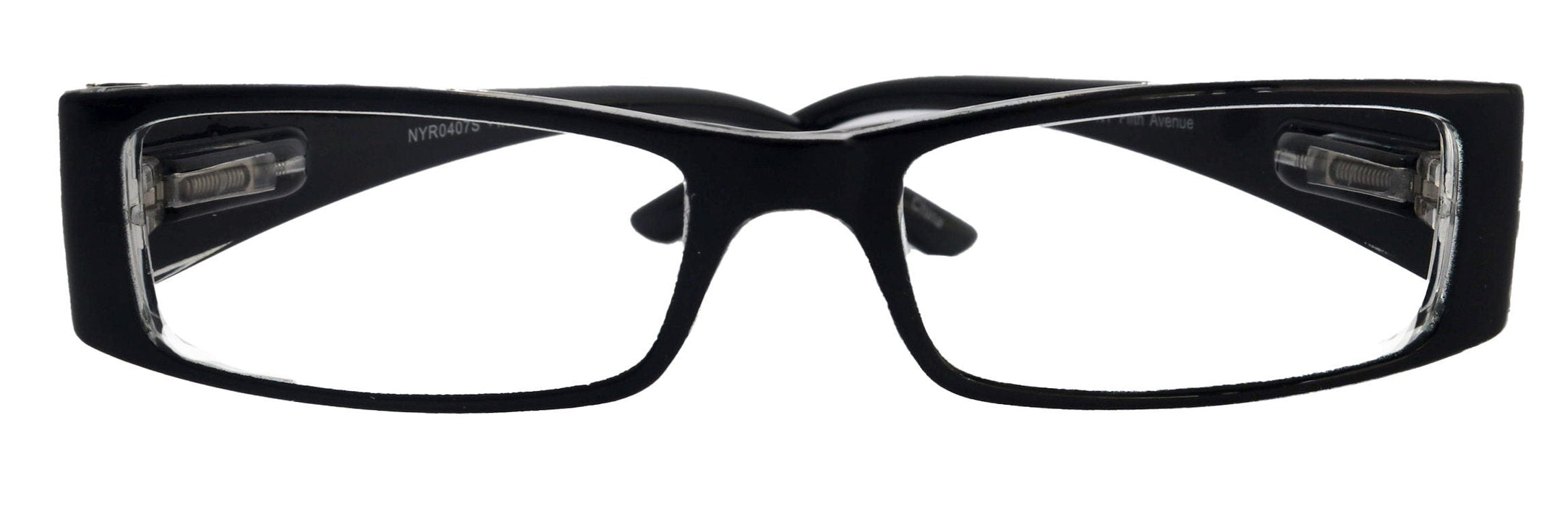 The French (Fleur De  Lis) Bayonetta-style, Black rectangular High-End Women Reading Glasses Spring temple  Optical Frame  NY Fifth Avenue