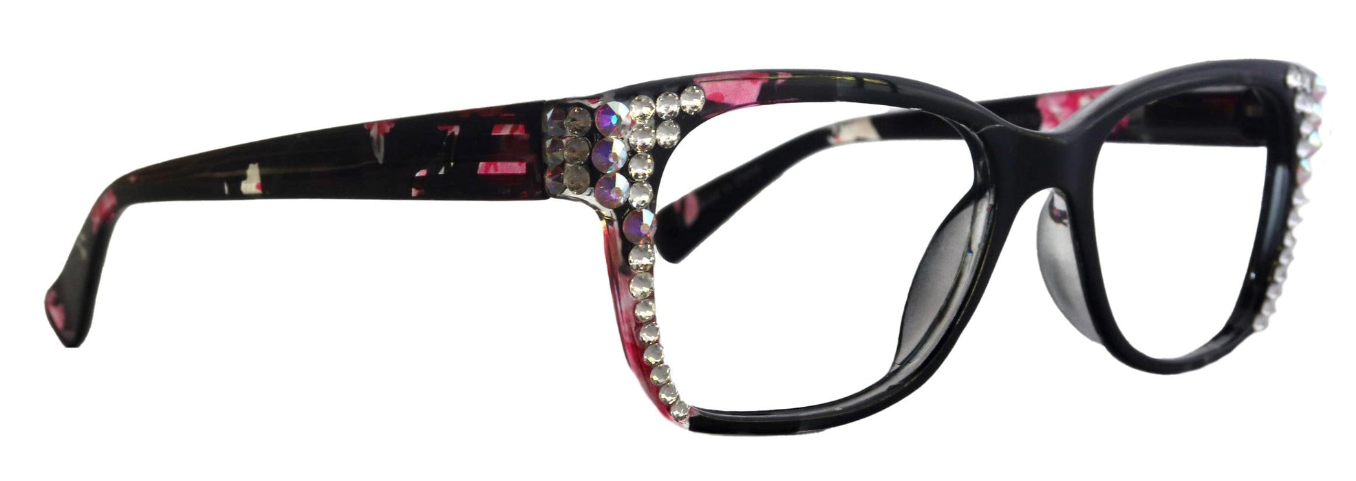 Azul, (Bling) Reading Glasses 4 Women W (Clear)Genuine European Crystals. Black  NY Fifth Avenue (Wide frame)