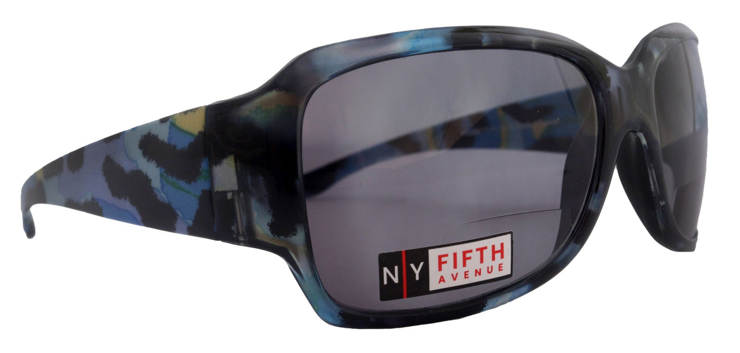 Lourdes, High-End Line Bifocal (Clear On Top) Sun Readers for Women  Readers Sunglasses ( Blue with black) NY Fifth Avenue